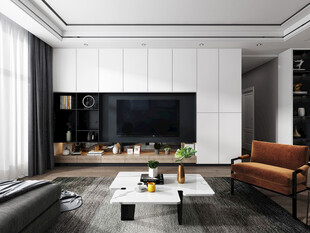 电视机满墙柜客厅装饰现代简约风
