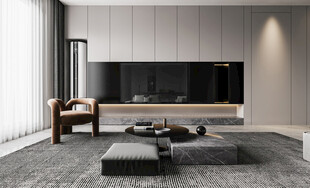 电视机满墙柜客厅装饰现代简约风