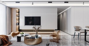 电视机满墙柜客厅装饰现代简约风