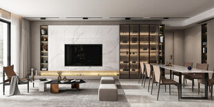 电视机满墙柜客厅装饰现代简约风