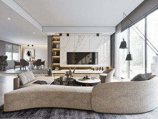 电视机满墙柜客厅装饰现代简约风