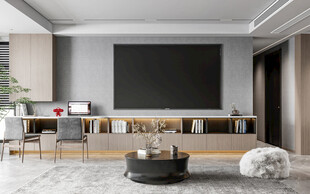 电视机满墙柜客厅装饰现代简约风