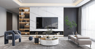 电视机满墙柜客厅装饰现代简约风
