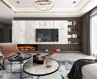 电视机满墙柜客厅装饰现代简约风