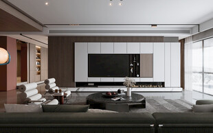 电视机满墙柜客厅装饰现代简约风