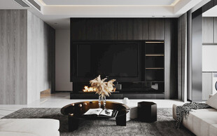 电视机满墙柜客厅装饰现代简约风
