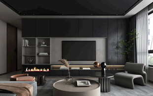 电视机满墙柜客厅装饰现代简约风