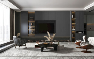 电视机满墙柜客厅装饰现代简约风