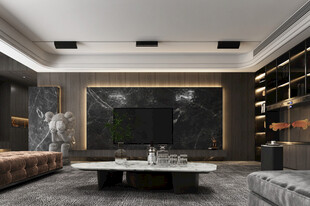 电视机满墙柜客厅装饰现代简约风