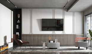 电视机满墙柜客厅装饰现代简约风