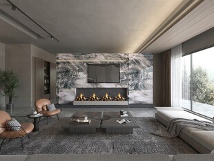 电视机满墙柜客厅装饰现代简约风