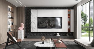 电视机满墙柜客厅装饰现代简约风