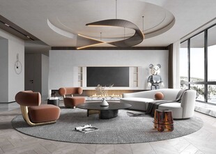 电视机满墙柜客厅装饰现代简约风