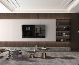 电视机满墙柜客厅装饰现代简约风