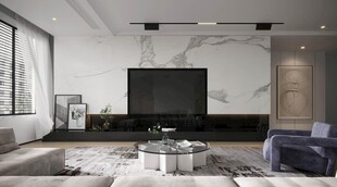 电视机满墙柜客厅装饰现代简约风