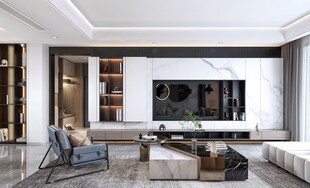 电视机满墙柜客厅装饰现代简约风