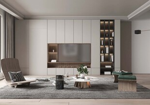 电视机满墙柜客厅装饰现代简约风
