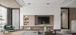 电视机满墙柜客厅装饰现代简约风