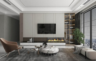 电视机满墙柜客厅装饰现代简约风