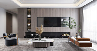 电视机满墙柜客厅装饰现代简约风