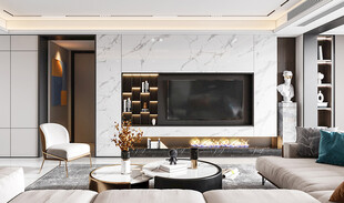 电视机满墙柜客厅装饰现代简约风