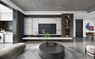 电视机满墙柜客厅装饰现代简约风