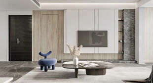 电视机满墙柜客厅装饰现代简约风