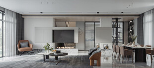 电视机满墙柜客厅装饰现代简约风