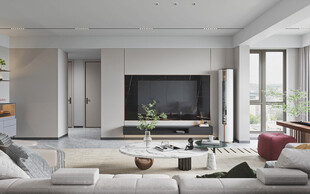 电视机满墙柜客厅装饰现代简约风