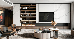 电视机满墙柜客厅装饰现代简约风