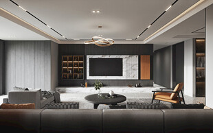 电视机满墙柜客厅装饰现代简约风