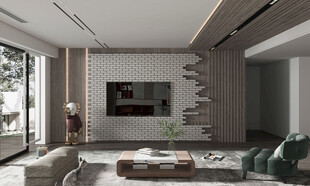 电视机满墙柜客厅装饰现代简约风