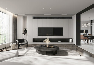 电视机满墙柜客厅装饰现代简约风