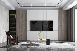 电视机满墙柜客厅装饰现代简约风