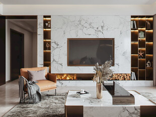 电视机满墙柜客厅装饰现代简约风