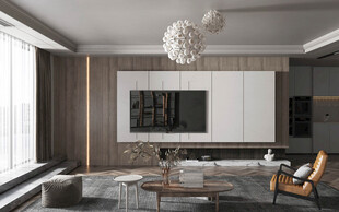 电视机满墙柜客厅装饰现代简约风