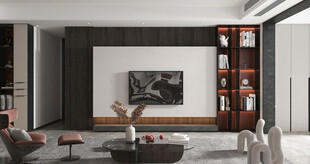 电视机满墙柜客厅装饰现代简约风