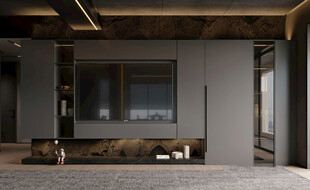 电视机满墙柜客厅装饰现代简约风