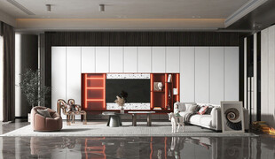 电视机满墙柜客厅装饰现代简约风