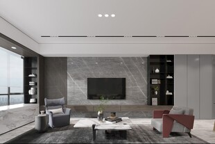 电视机满墙柜客厅装饰现代简约风