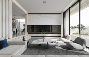 电视机满墙柜客厅装饰现代简约风