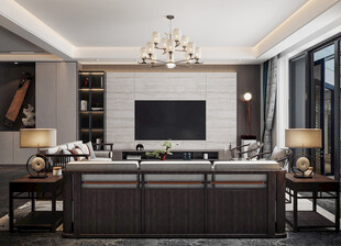 电视机满墙柜客厅装饰现代简约风