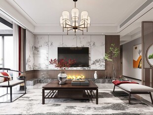 电视机满墙柜客厅装饰现代简约风