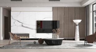 电视机满墙柜客厅装饰现代简约风