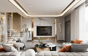 电视机满墙柜客厅装饰现代简约风