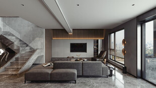 电视机满墙柜客厅装饰现代简约风