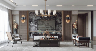 电视机满墙柜客厅装饰现代简约风