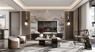 电视机满墙柜客厅装饰现代简约风