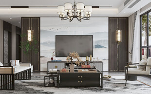 电视机满墙柜客厅装饰现代简约风