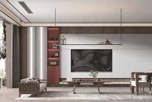 电视机满墙柜客厅装饰现代简约风